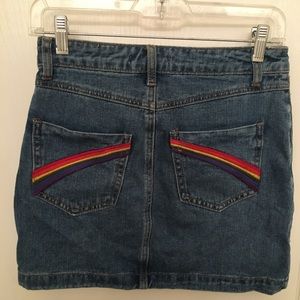 Forever 21 Embroidered Rainbow Denim Mini Skirt